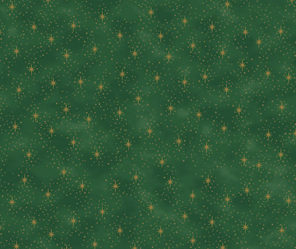 Stof Christmas - Stars and Spotty - Green/Gold