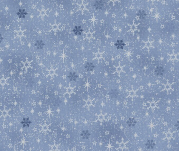 Stof Christmas - Stars and Star Flakes - Light Blue/Silver