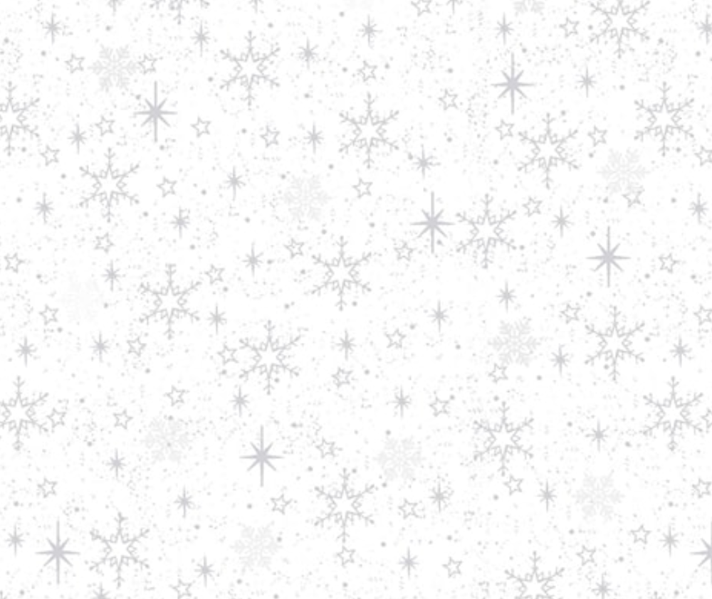 Stof Christmas - Stars and Star Flakes - White /Silver