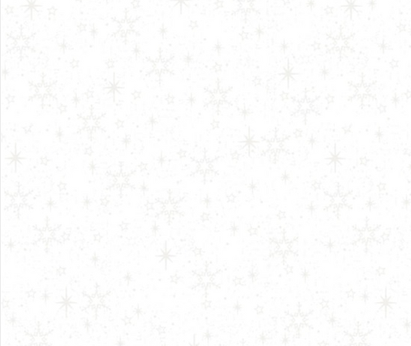 Stof Christmas - Stars and Snowflakes - White/White