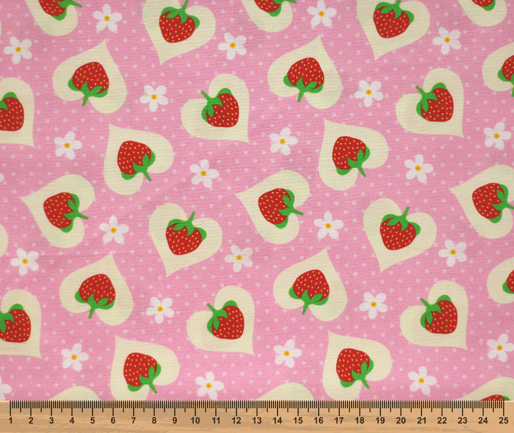 Strawberry Pop 100% Cotton Fabric - 10cm Increments