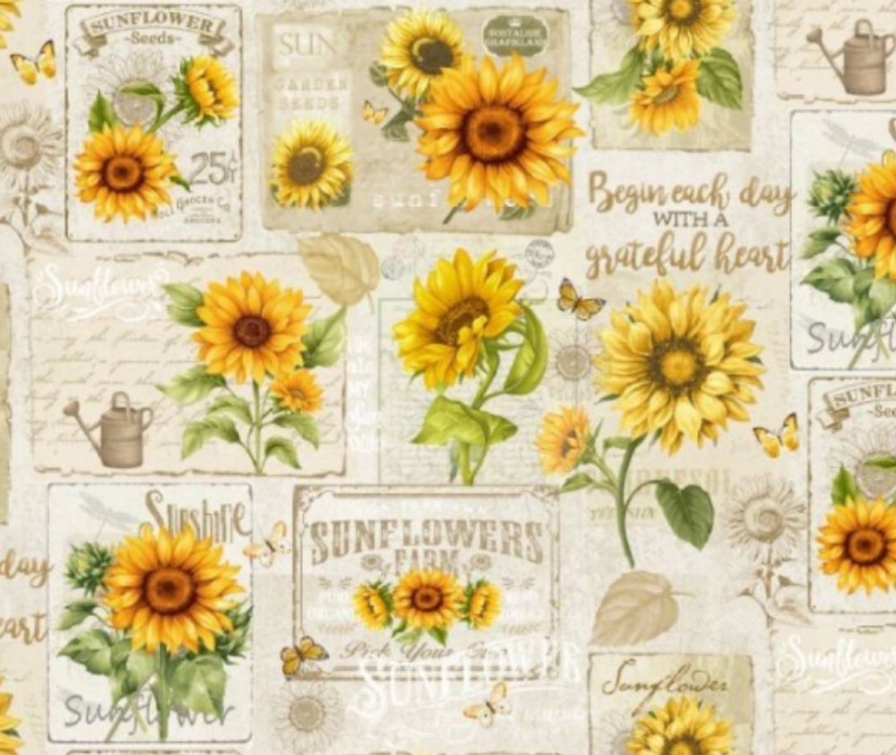Sunflower Farm Sunflower Collage Beige - 10cm Increments