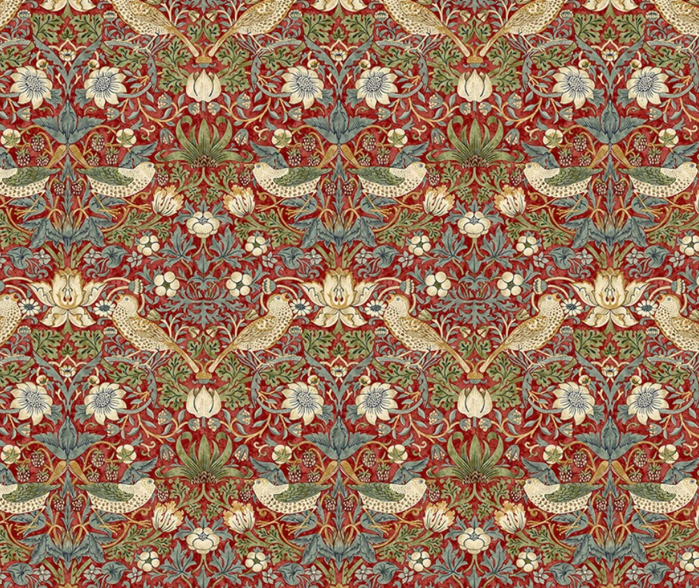 William Morris Mini Strawberry Thief RED - 0.1m