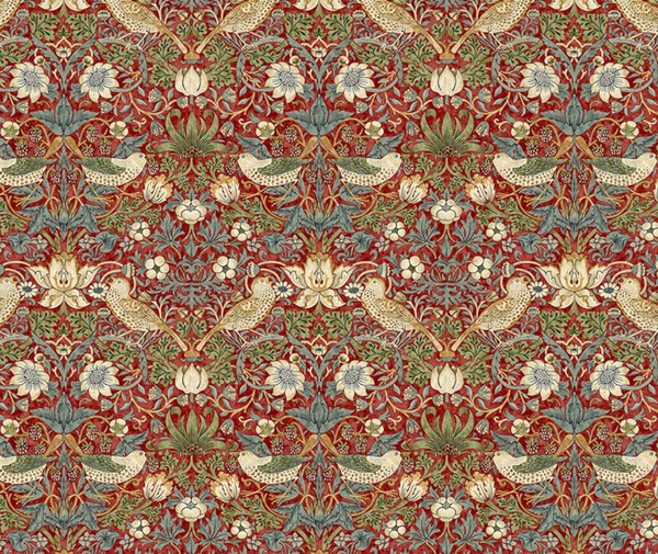 William Morris Mini Strawberry Thief RED - 0.1m