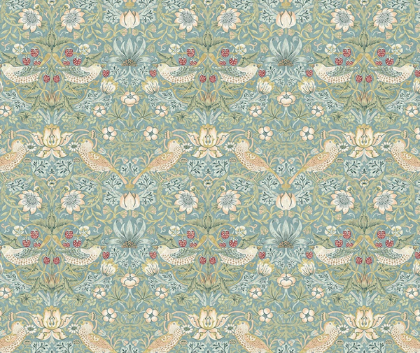 William Morris Mini Strawberry Thief AQUA - 0.1m