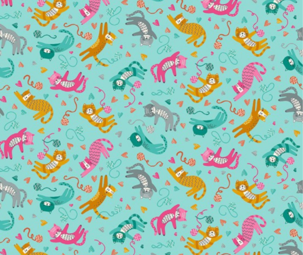 Whiskers Playful 100% Cotton - 10cm Increments