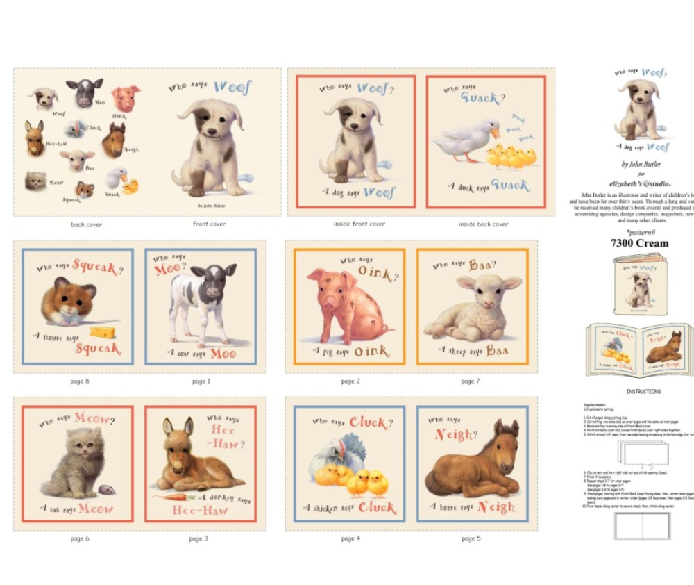 Who Says Woof Book Panel 90cm Cream