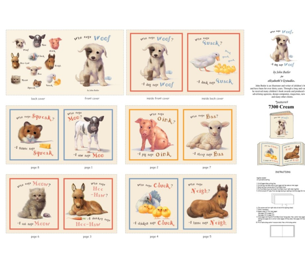 Who Says Woof Book Panel 90cm Cream