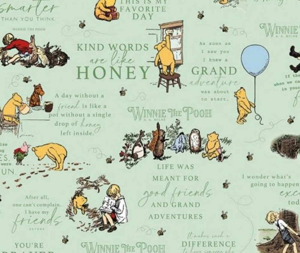 Winnie the Pooh All Over Green - 0.1m