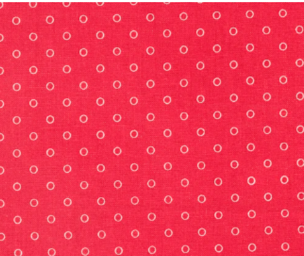 1930s Playtime Dotty Scarlet 100% Cotton - 10cm Increments