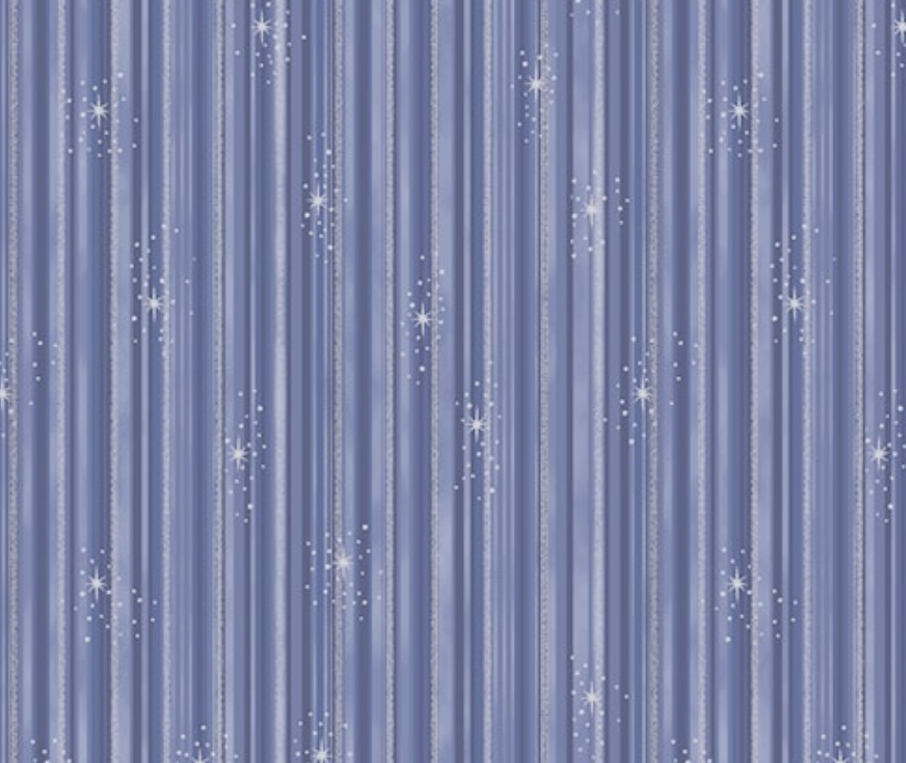 We Love Christmas - Stripes - Pale Blue/Silver - 100% Cotton - 10cm Increments