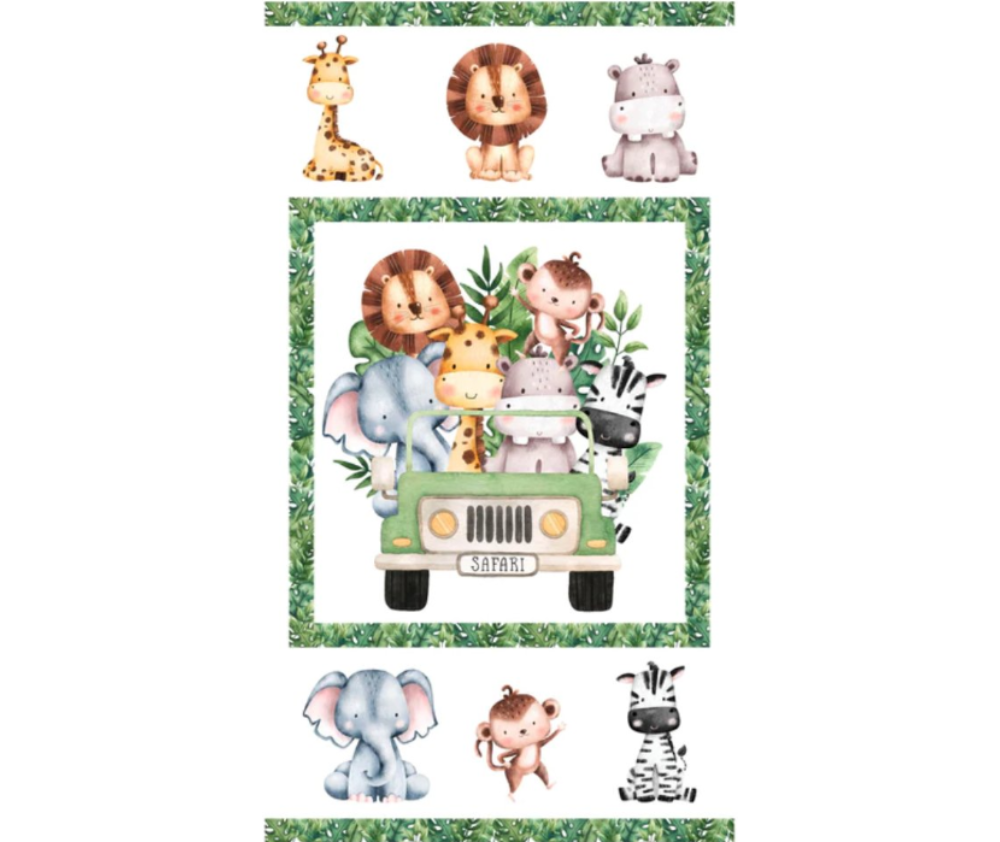 Wee Safari Panel (65cm) 100% Cotton