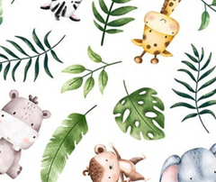 Wee Safari tossed Animals 100% Cotton - 10cm Increments