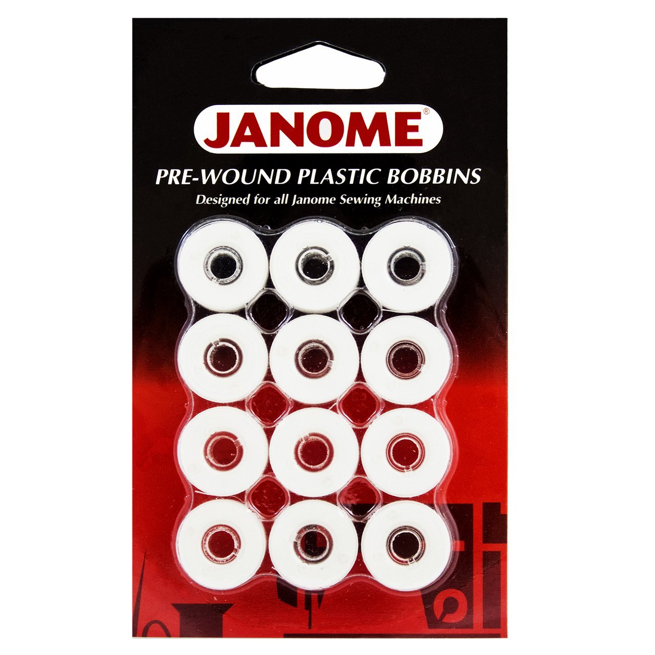 Janome Pre-wound bobbins Embroidery Thread 12Pk