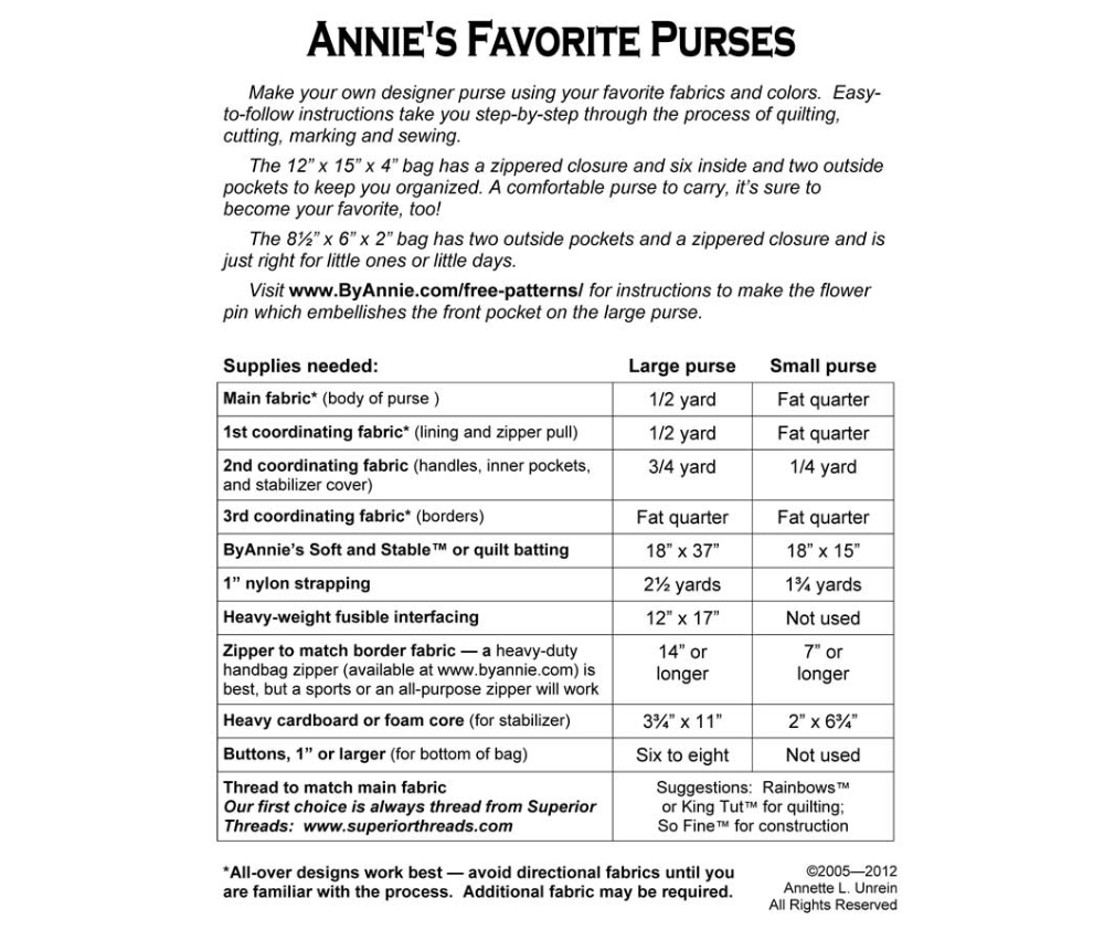 Annie's Favorite Purses - ByAnnie Pattern