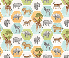Baby Safari 100% Cotton Fabric - 10cm Increments