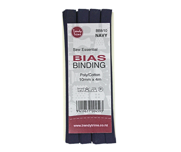 Bias Binding Poly/Cotton  10mm x 4m - Various Colours