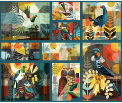 Birds of New Zealand 100% Cotton Fabric - 95cm Panel