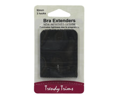 Bra Back Extenders 50mm 3 hooks - Black - Trendy Trims