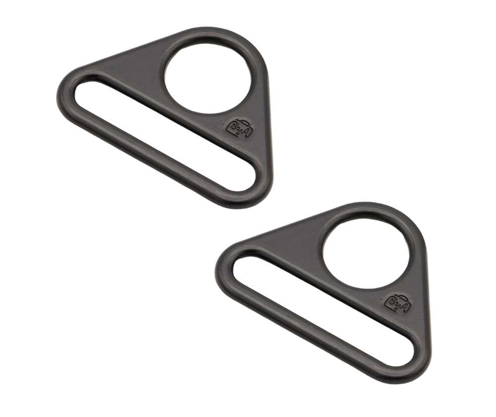 By Annie 1 1/2"" Flat Triangle Ring - Black - Set of Two