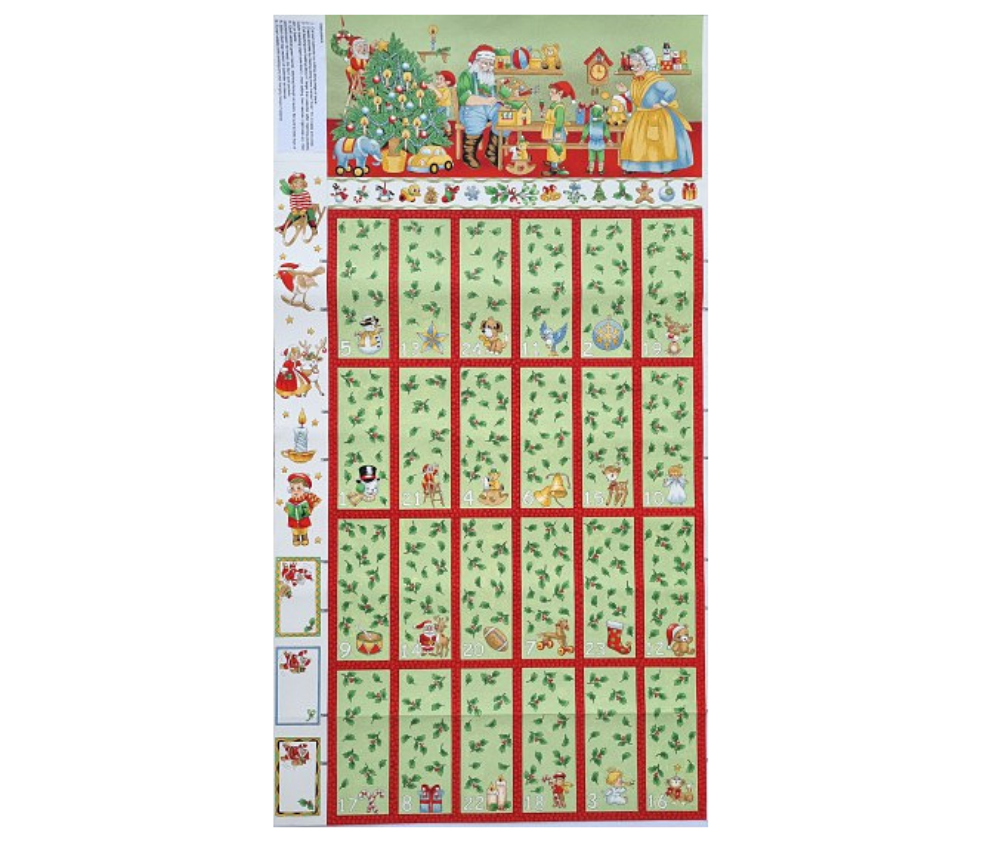 Christmas Advent Calendar 100% Cotton Fabric - 60cm Panel