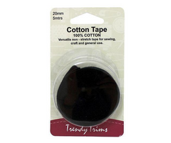 Cotton Tape 20mm x 5m Black