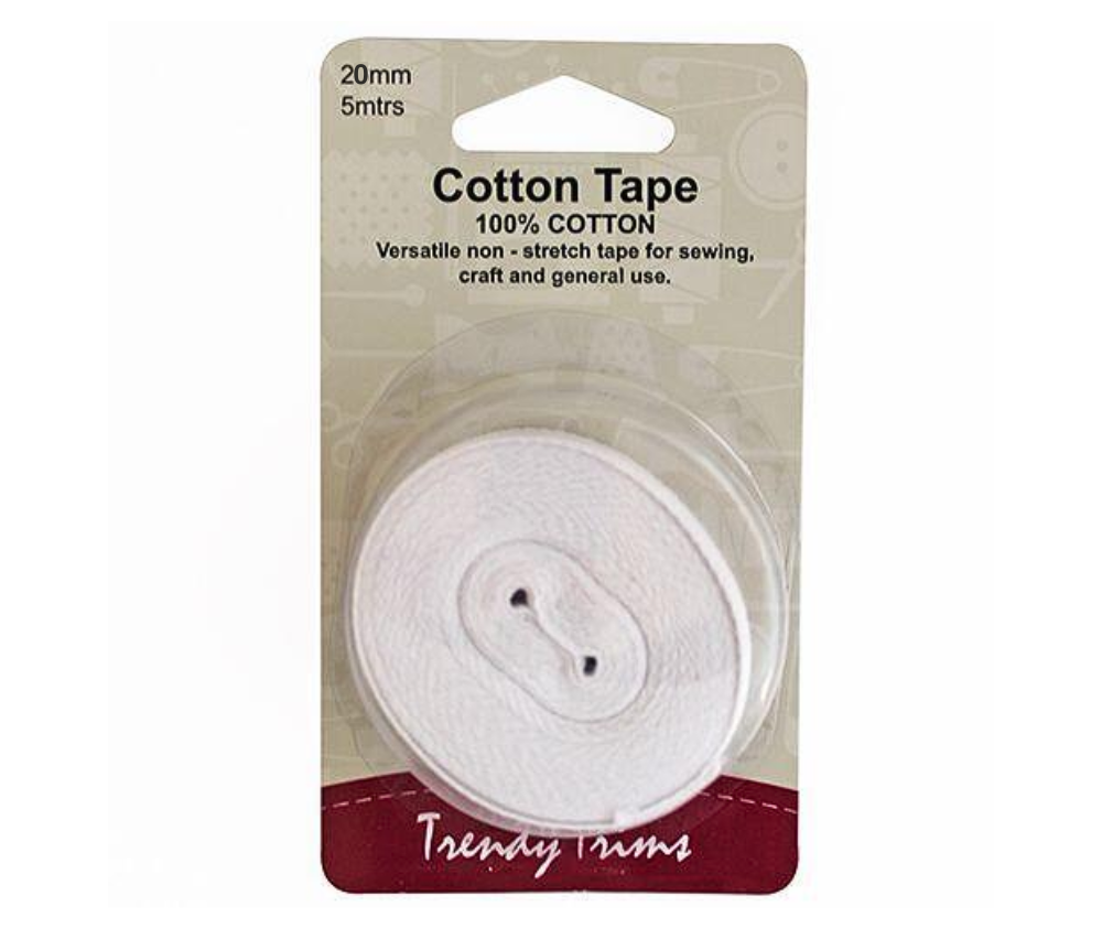 Hemline Cotton Tape 20mm x 5m White