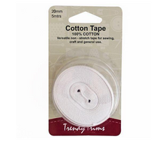 Cotton Tape 20mm x 5m White