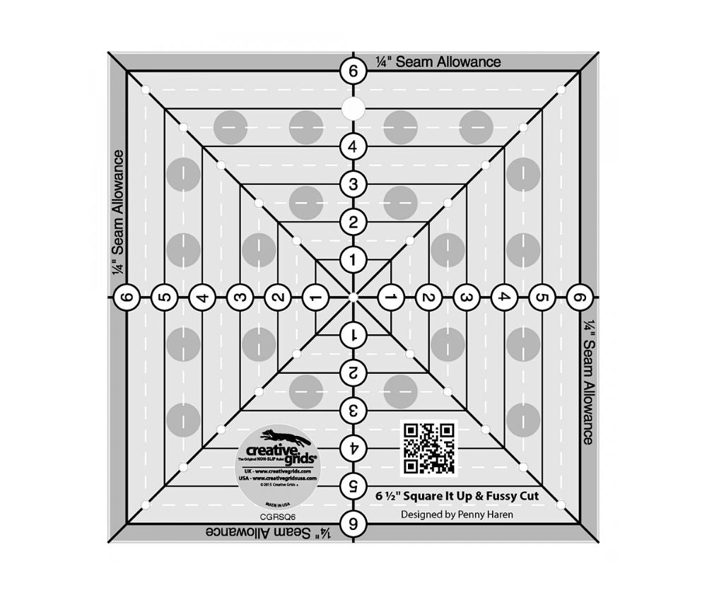 Creative Grids 6-1/2" Square It Up & Fussy Cut Quilt Ruler