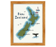 Cross Stitch Kit - Map of New Zealand