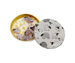 DMC Tin with Needle Gauge and 8 Stitch Markers  - Sheep Print Grey