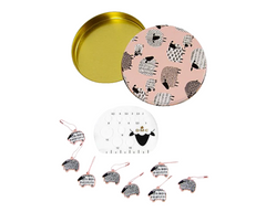 DMC Tin with Needle Gauge and 8 Stitch Markers  - Sheep Print Pink