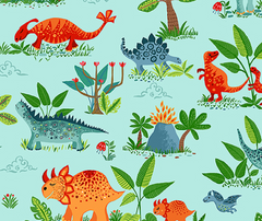 Dino Friends 100% Cotton Fabric - 10cm Increments