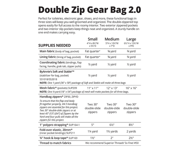Double Zip Gear Bags 2.0 - ByAnnie Pattern