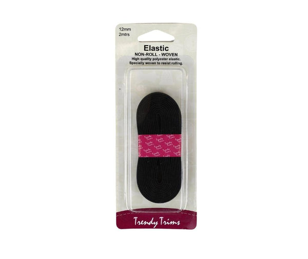 Elastic 12mm x 2m Woven Black - Hemline