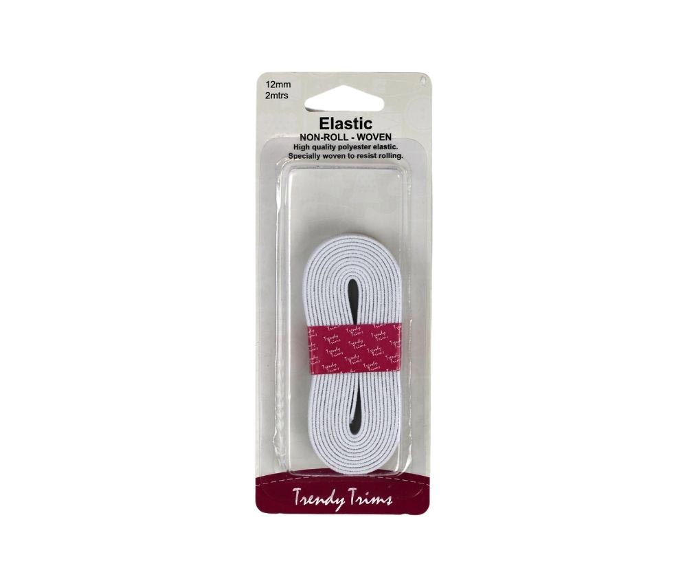 Elastic 12mm x 2m Woven White by Hemline