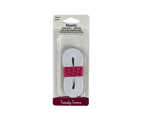 Elastic 12mm x 2m Woven White by Hemline