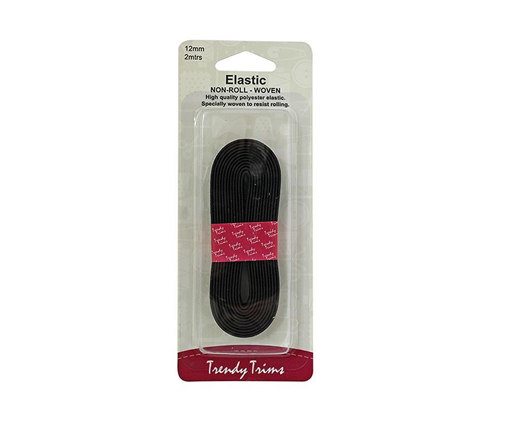 Hemline Elastic 20mm x 1m Knitted Black