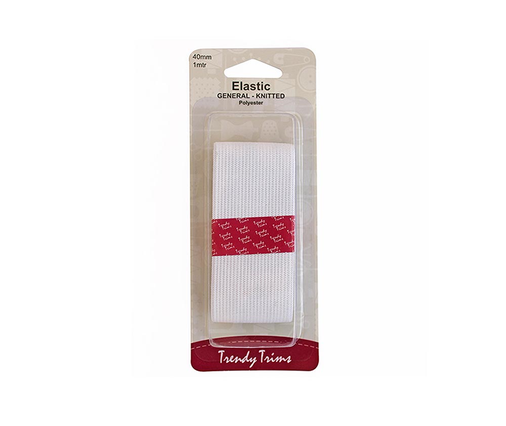 Hemline White Knitted Elastic 40mm x 1m