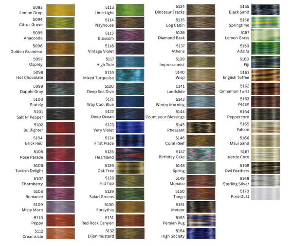 Superior Fantastico Embroidery Thread 500 yd - Colours #5100 - #5170