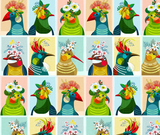 Feathered Friends - 100% Cotton Fabric - 15cm Increments