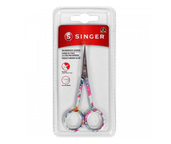 Singer Floral Printed 4in Forged Embroidery Scissors - Curved Tip