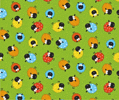 Happy Sheep - 100% Cotton Fabric - 10cm Increments