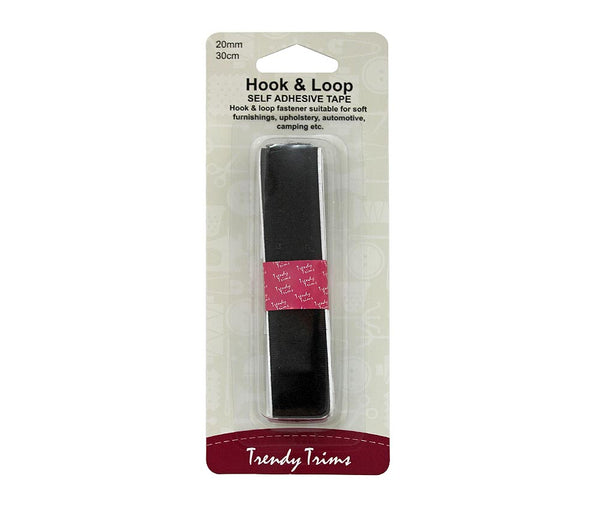 Hook and Loop Self Adhesive Tape 20mm x 30cm - Black