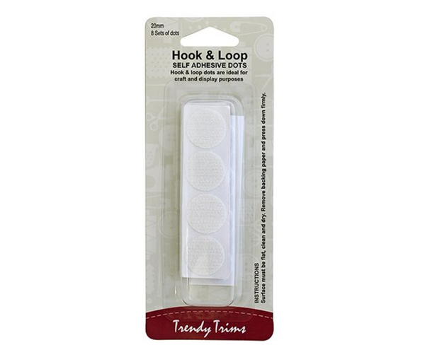 Hook and Loop Self Adhesive Dots - White