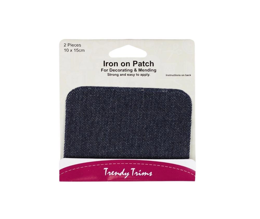 Hemline Iron on Patches Dark Denim