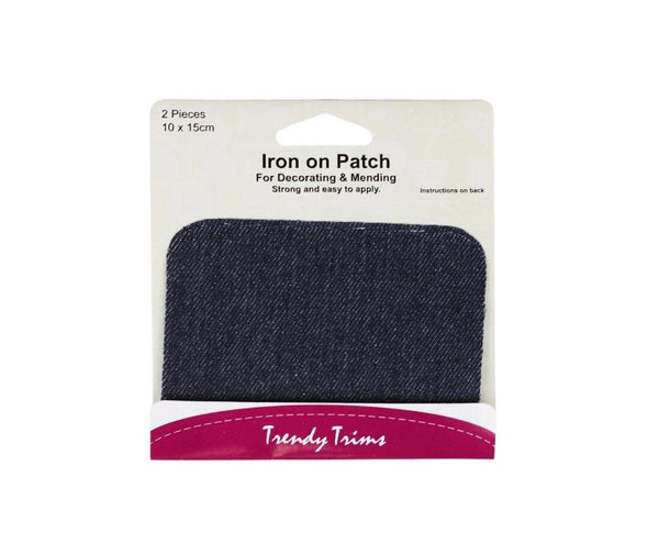 Hemline Iron on Patches Dark Denim