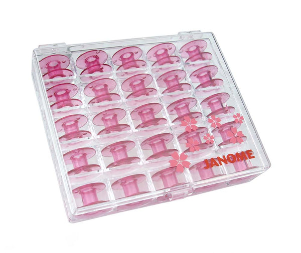 Janome Pink Bobbins - 25 Pack In Case