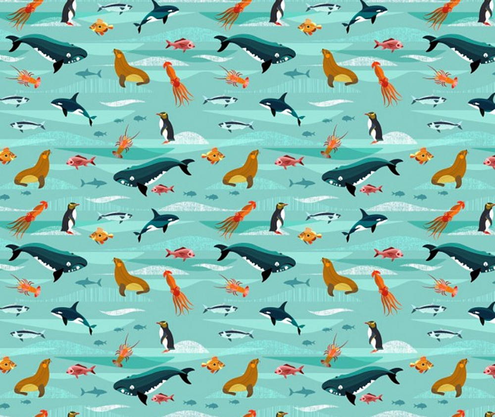 Land & Sea 100% Cotton Fabric - 10cm Increments