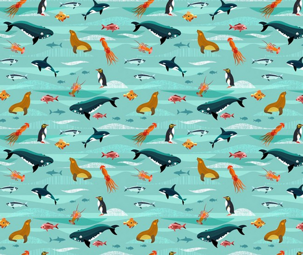 Land & Sea 100% Cotton Fabric - 10cm Increments